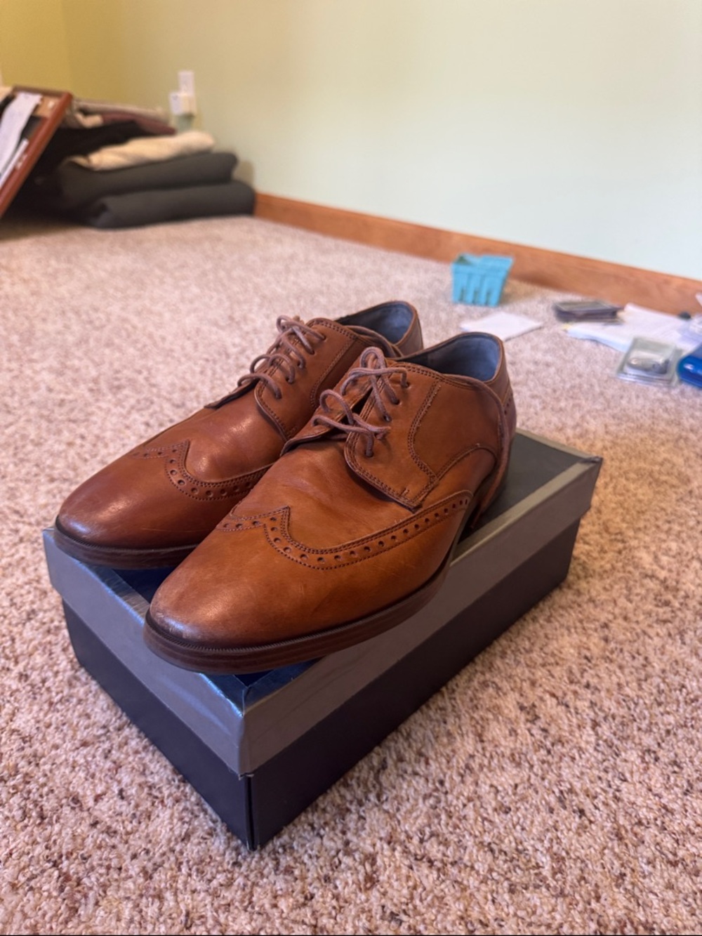 Cole Haan Brown Leather Wingtip Derby Oxfords